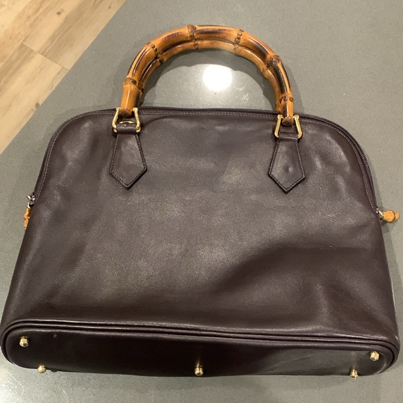 Gucci Eggplant and bamboo handle purse bag. - Picture 2 of 10